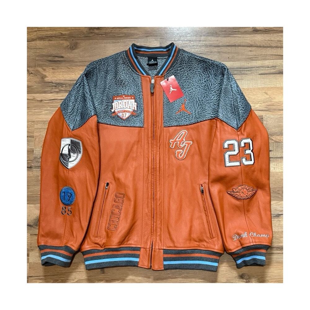 2007 Air Jordan Chicago Dunk Champ Official Member Zip Up Leather Varsity Jacket